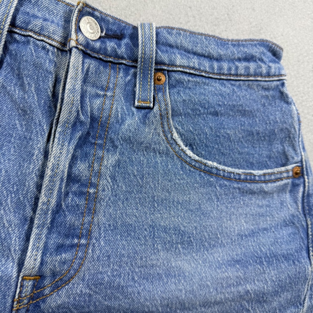 Levis 501 Original Cutoff Denim Shorts Blue High Waisted Frayed Hem W26